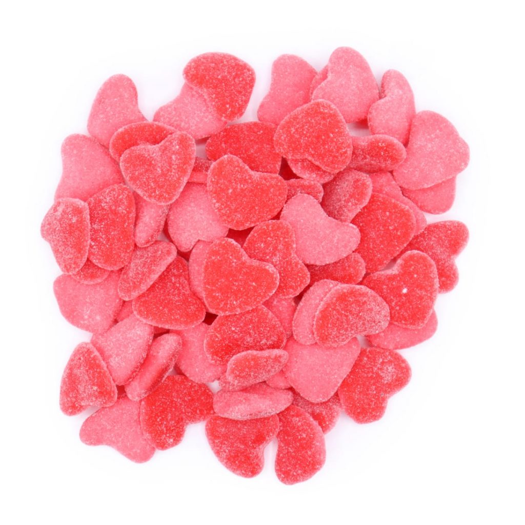 Gummy Candy Sanded Hearts Fresh by the Pound | LorentaNuts.com